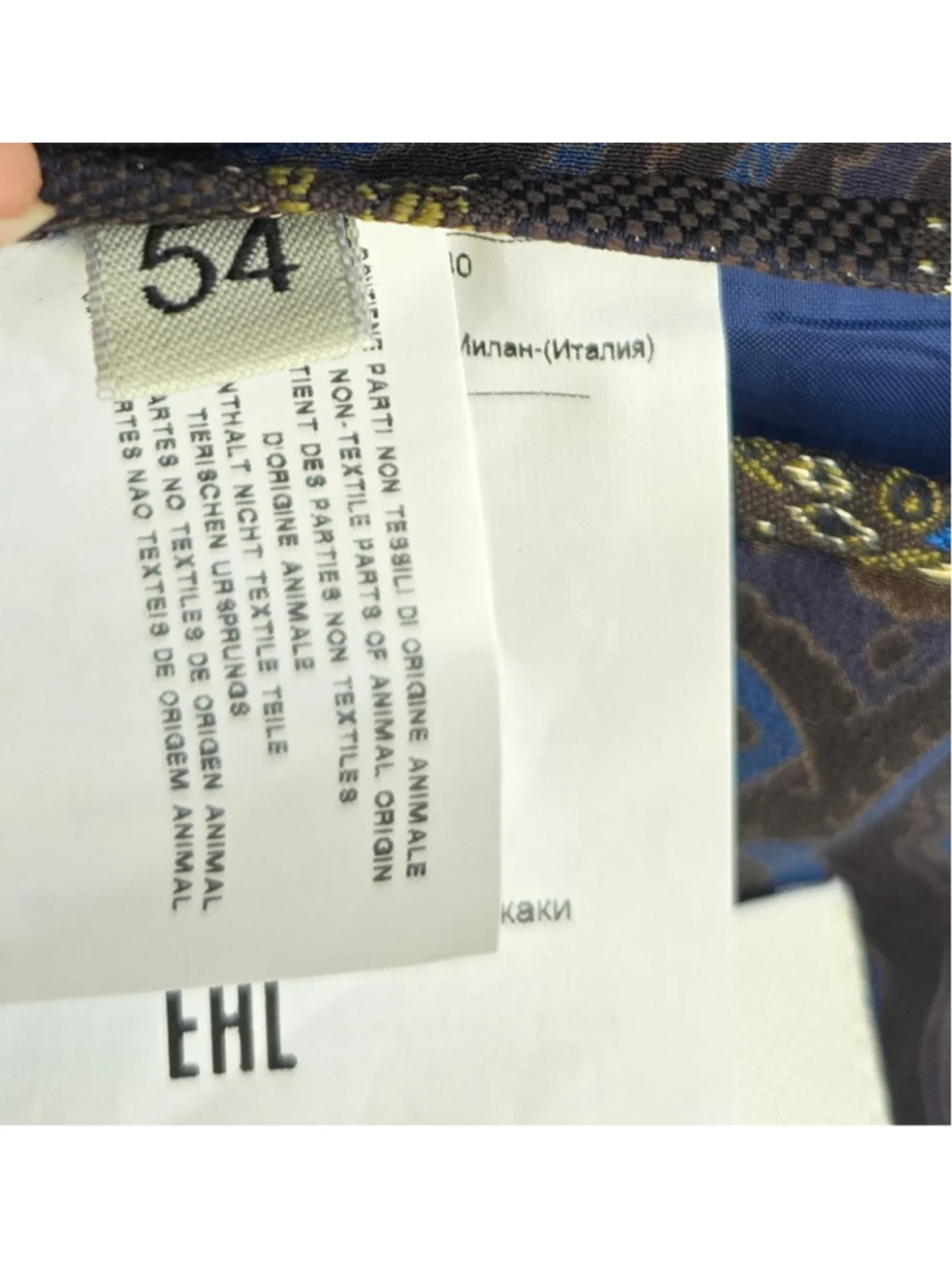 Etro Sport Coat Blazer, Grey and Blue, Paisley Lining 54 44R wool linen silk
